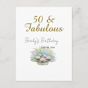 Cartão Postal 50 & fabuloso lótus dourado lírio aquarela