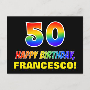 Cartão Postal 50.o Aniversário: Negrito, Divertido, Simples, Ar