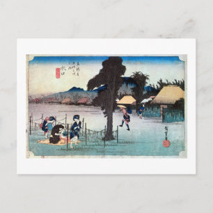 Cartão Postal 51. 水口宿, 広重 Minakuchi-juku, Hiroshige, Ukiyo-e