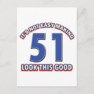 Cartão Postal 51 anos designs de aniversário antigos