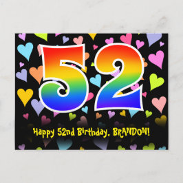 Cartão Postal 52º Aniversário: Padrão de Corações Divertidos, Ar