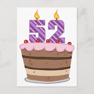Cartão Postal 52 anos de idade no Bolo de Aniversário