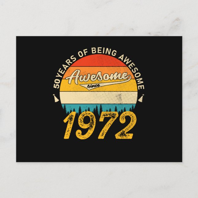 Cartão Postal 53 Anos Aniversário 1972 Presente Incrível para 53 (Frente)