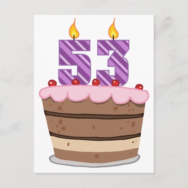 Cartão Postal 53 anos de idade no Bolo de Aniversário (Frente)