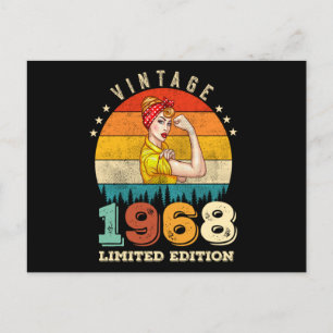 Cartão Postal 54 anos Vintage Women 1968 54th Birthday Gift