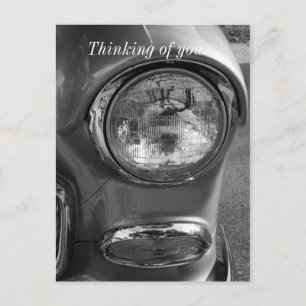Cartão Postal 55 Chevy Headlight Grayscale