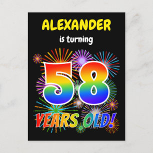 Cartão Postal 58º aniversário - Fogos de artifício divertidos, R