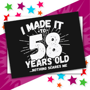 Cartão Postal 58 Anos de Idade Meme Sarcástico Engraçado Anivers