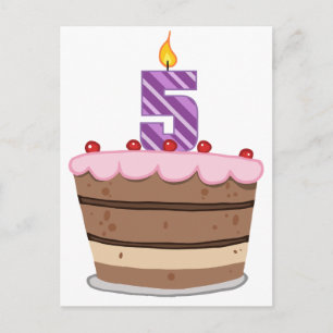 Cartão Postal 5 anos no Bolo de Aniversário