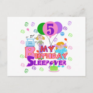 Cartão Postal 5 Birthday Sleepover Camiseta e presentes
