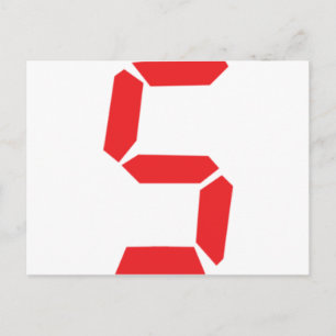 Cartão Postal 5 cinco despertadores vermelhos número digital