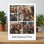 Cartão Postal 5 Colagem de Fotos Texto Opcional — CAN Edit Color<br><div class="desc">Adicione seus fotos favoritos a este modelo divertido. Você pode usar fotos quadradas ou quaisquer fotos para esta grade. O fundo é uma cor sólida e o texto é uma fonte simples em branco. Todas essas cores podem ser alteradas na área avançada do design.</div>