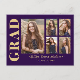 Cartão Postal 5 Formando Fotográfico Colagem Script Moderno Roxo