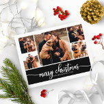Cartão Postal 5 Fotos Na moda de Colagem Feliz Natal Preto<br><div class="desc">Cartão-postal preto de Natal Merry Collage Na moda</div>