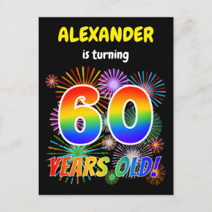 Cartão Postal 60º aniversário - Fogos de artifício divertidos, R