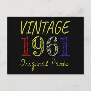 Cartão Postal 60º aniversário Gift Vintage 1961 Partes originais