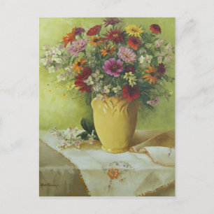 Cartão Postal 6021 Zinnias em Yellow McCoy Vase