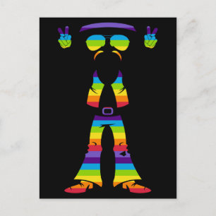 Cartão Postal 60 Peace Hippie Rainbow Silhouette
