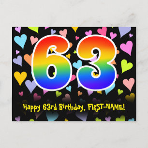 Cartão Postal 63º Aniversário: Padrão de Corações Divertidos, Ar