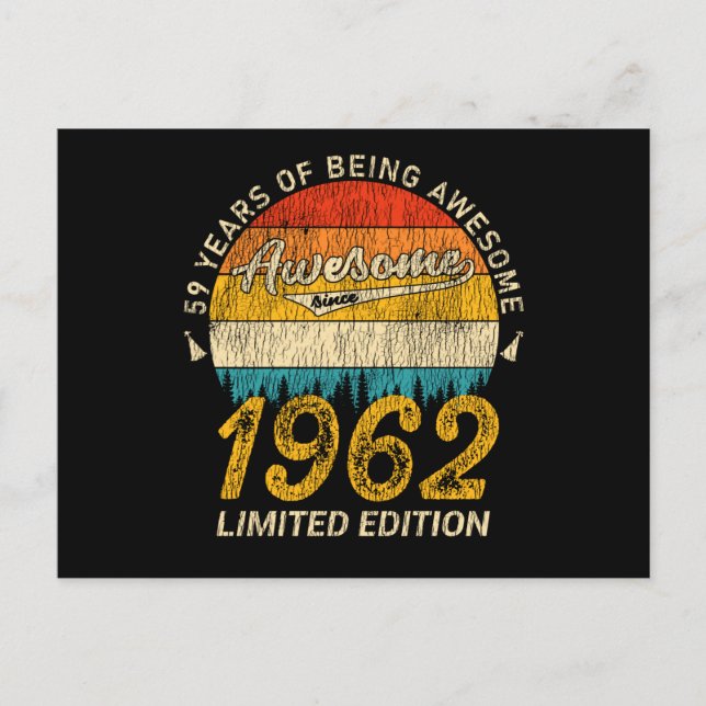 Cartão Postal 63 anos 1962 Retro Incrível 63º presente de aniver (Frente)