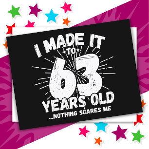 Cartão Postal 63 Anos Sarcástico Meme Engraçado 63 Anos Aniversá