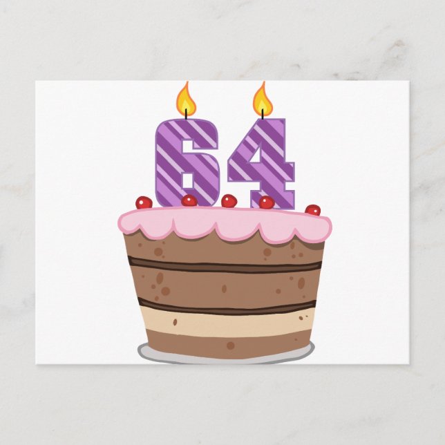 Cartão Postal 64 anos no Bolo de Aniversário (Frente)