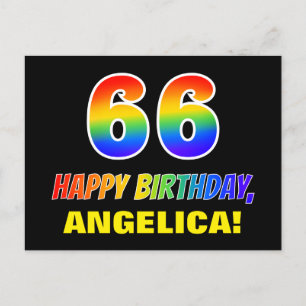 Cartão Postal 66º aniversário: Negrito, Divertido, Simples, Arco