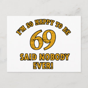 Cartão Postal 69 anos designs de aniversário antigos