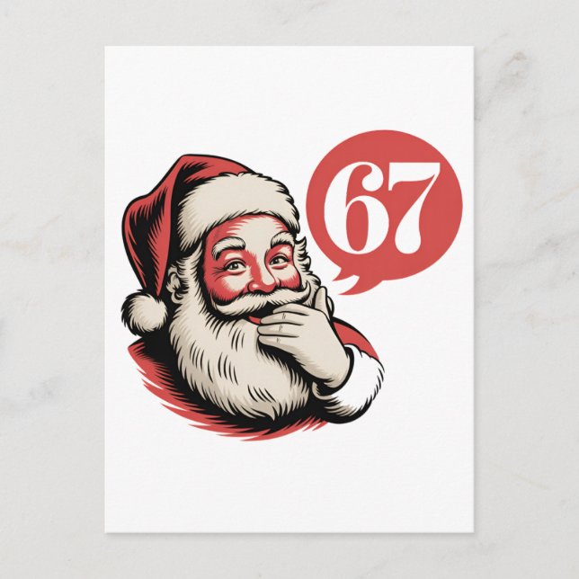 Cartão Postal 6 7 Natal Seis Sete Brainrot Papai Noel (Frente)