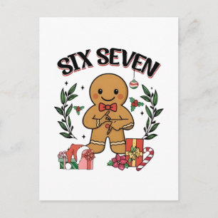 Cartão Postal 6 7 Seis Sete Mão Gen Z Alpha Biscoito de Natal Me