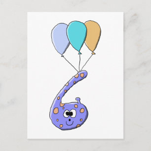 Cartão Postal 6 Aniversário, Cartoon de Monstro de Aniversário R