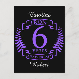 Cartão Postal 6 anos de aniversário do casamento de ferro