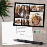 Cartão Postal 6 Colagem de Fotos Texto Opcional — CAN Edit Color<br><div class="desc">Adicione seus fotos favoritos a este modelo divertido. Você pode usar fotos quadradas ou quaisquer fotos para esta grade.</div>