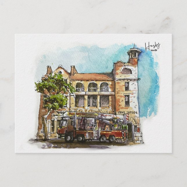 Cartão Postal 6: Estação de bombeiros (Frente)