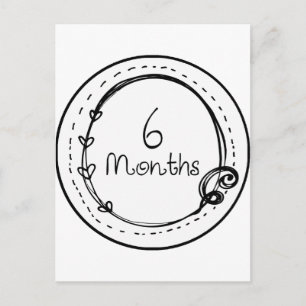 Cartão Postal 6 Meses de Doodle Milestone