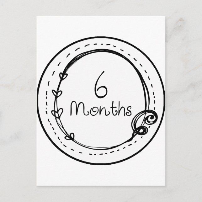 Cartão Postal 6 Meses de Doodle Milestone (Frente)