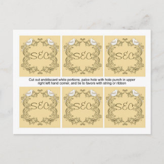 Cartão Postal 6 Pássaros Adoráveis Marcas De Favor De Casamento