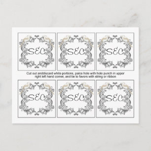 Cartão Postal 6 Pássaros Adoráveis Marcas Favoráveis de Casament