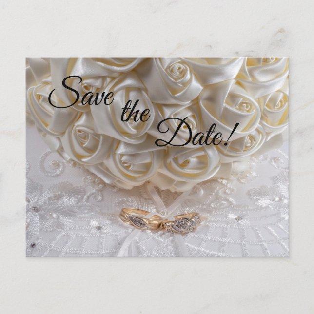 Cartão Postal 7060-Buquê de Casamento e Anéis (Frente)