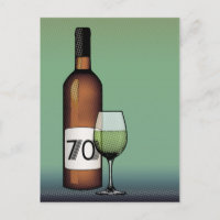 70 ou aniversário : garrafa de vinho e copo de vin