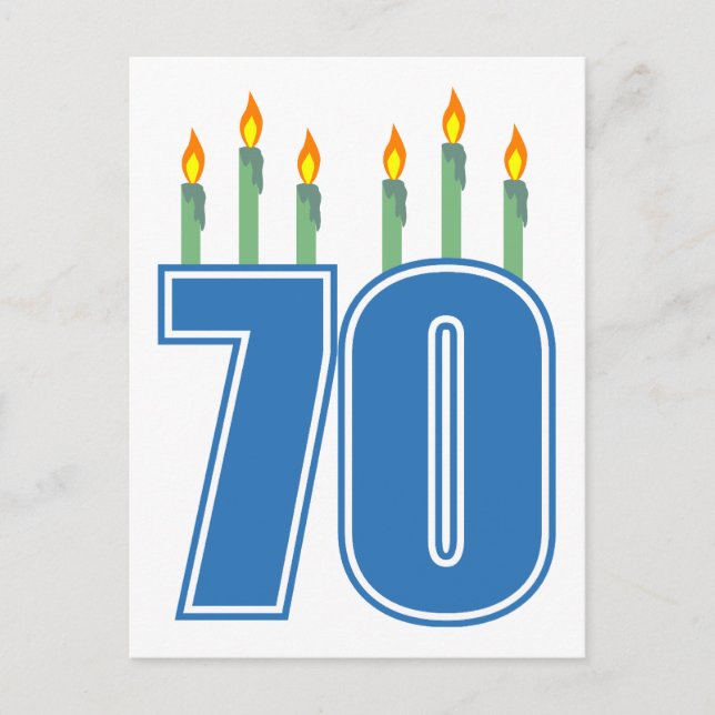 Cartão Postal 70 Velas de Aniversário (Azul / Verde) (Frente)