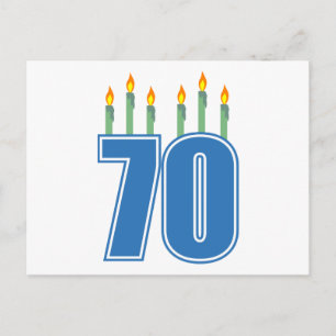 Cartão Postal 70 Velas de Aniversário (Azul / Verde)