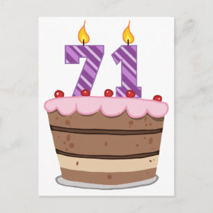 Cartão Postal 71 anos de idade no Bolo de Aniversário