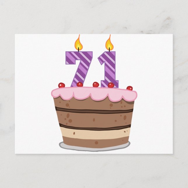 Cartão Postal 71 anos de idade no Bolo de Aniversário (Frente)