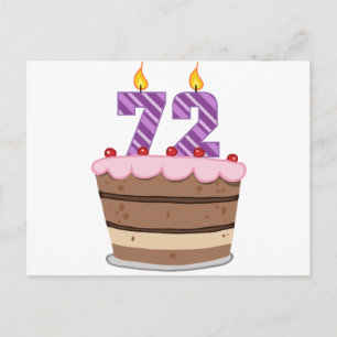 Cartão Postal 72 anos de idade no Bolo de Aniversário