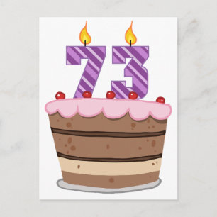 Cartão Postal 73 anos de idade no Bolo de Aniversário