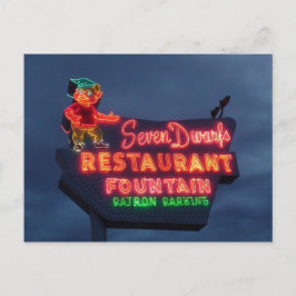Cartão Postal 7 Anões Restaurante Em Wheaton Il. Sinal de Neon R