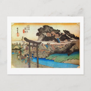 Cartão Postal 7. Fujisawa-juku, Hiroshige, Ukiyo-e