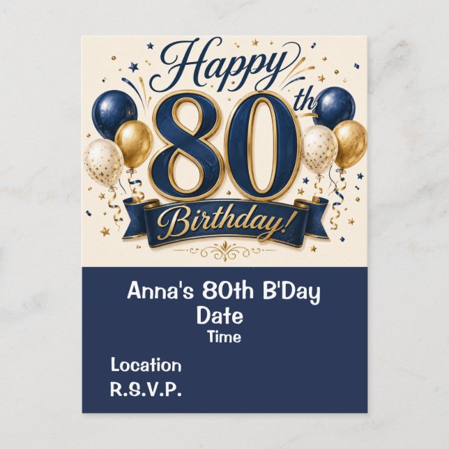 Cartão Postal 80 Aniversário Salve a Data   (Frente)