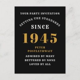 Cartão Postal 80 Birthday 1945 Dourado Negro